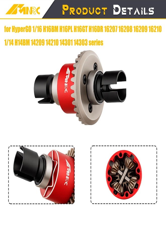 NMNRC Steel Differential Diff & Spur Input Gear Kit for HyperGO 1/16 H16BM H16PL H16GT H16DR 16207 16208 16209 16210 1/14 H14BM 14209 14210 14301 14303 Upgrades Part Red - Image 2